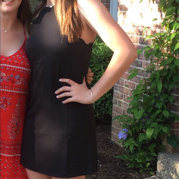 Endlessly Endearing Black Dress with Scallops - Picture 5 of 5